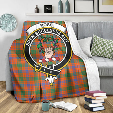 Ross Ancient Tartan Blanket with Family Crest