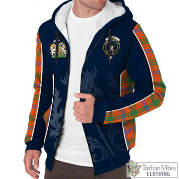 Ross Ancient Tartan Sherpa Hoodie with Family Crest and Scottish Thistle Vibes Sport Style