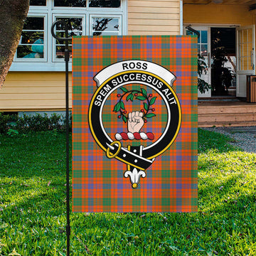 Ross Ancient Tartan Flag with Family Crest