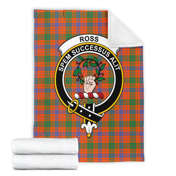 Ross Ancient Tartan Blanket with Family Crest