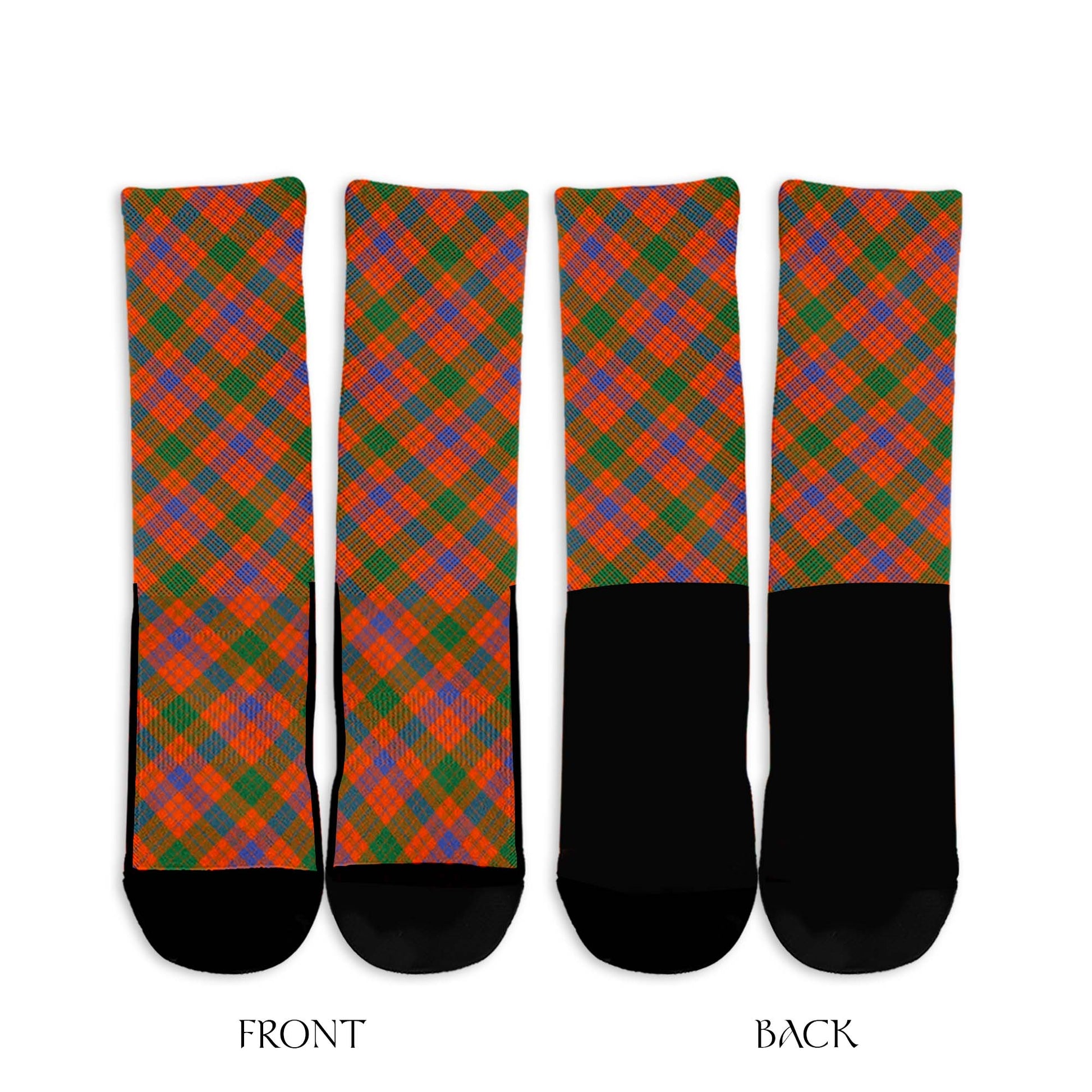 Ross Ancient Tartan Crew Socks Cross Tartan Style - Tartanvibesclothing