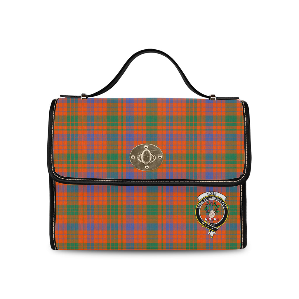 ross-ancient-tartan-leather-strap-waterproof-canvas-bag-with-family-crest