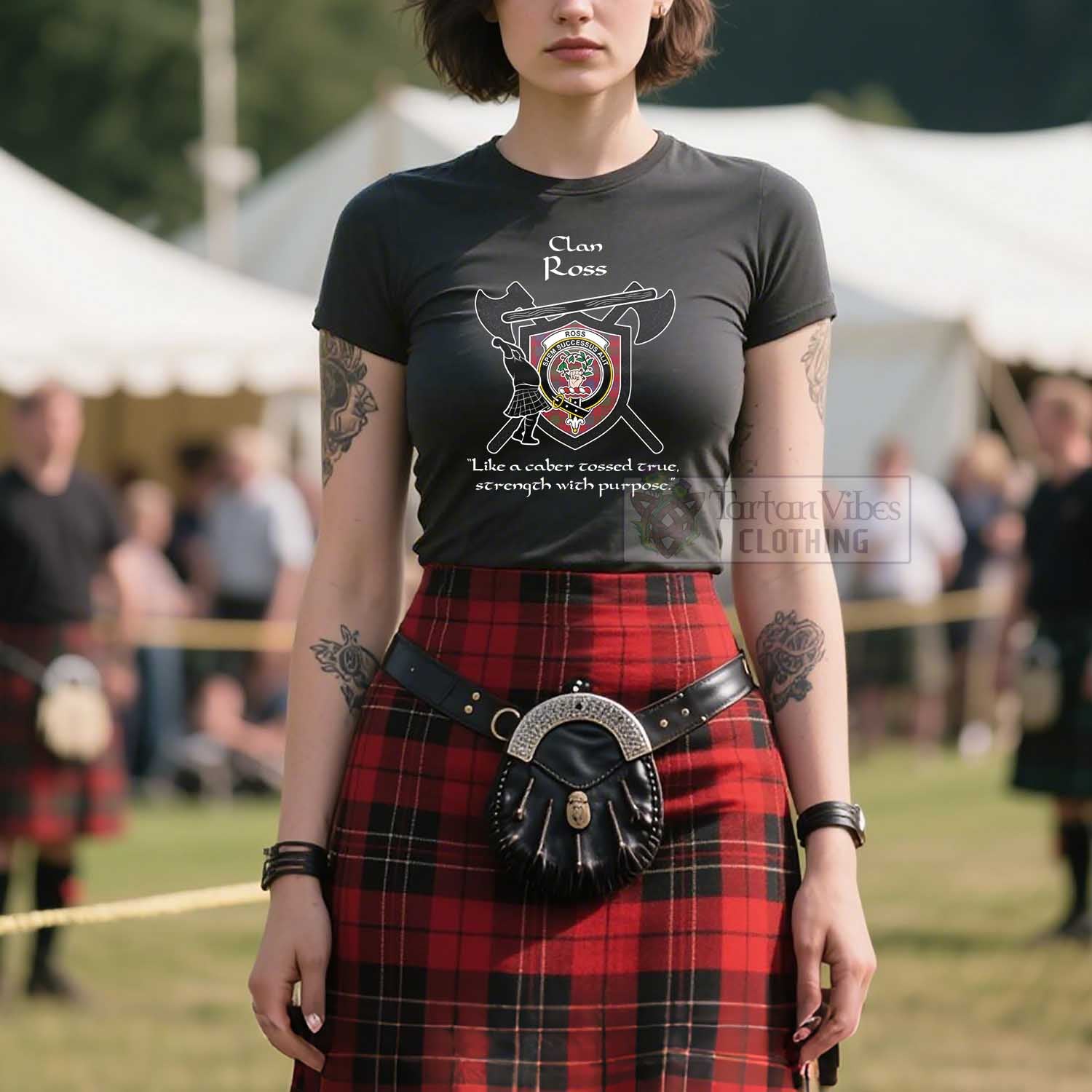 Ross Clan Crest Highland Game T Shirt Strength With Purpose Style - Tartan Vibes Clothing