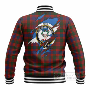 Ross Clan Crest In Me Tartan Baseball Jacket Scotland Flag Style