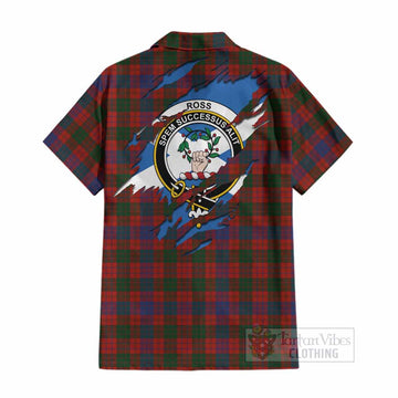 Ross Clan Crest In Me Tartan Cotton Hawaiian Shirt Scotland Flag Style