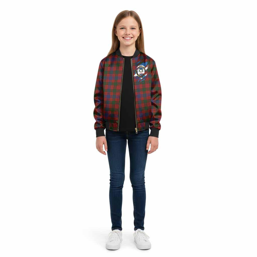 Ross Clan Crest In Me Tartan Kid Bomber Jacket Scotland Flag Style