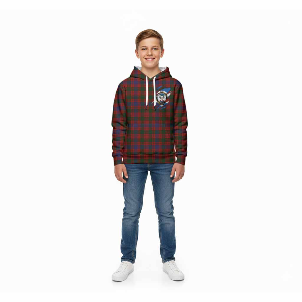 Ross Clan Crest In Me Tartan Kid Hoodie Scotland Flag Style