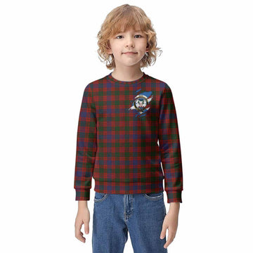Ross Clan Crest In Me Tartan Kid Knitted Sweatshirt Scotland Flag Style