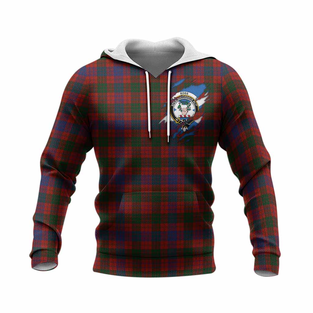 Ross Clan Crest In Me Tartan Knitted Hoodie Scotland Flag Style