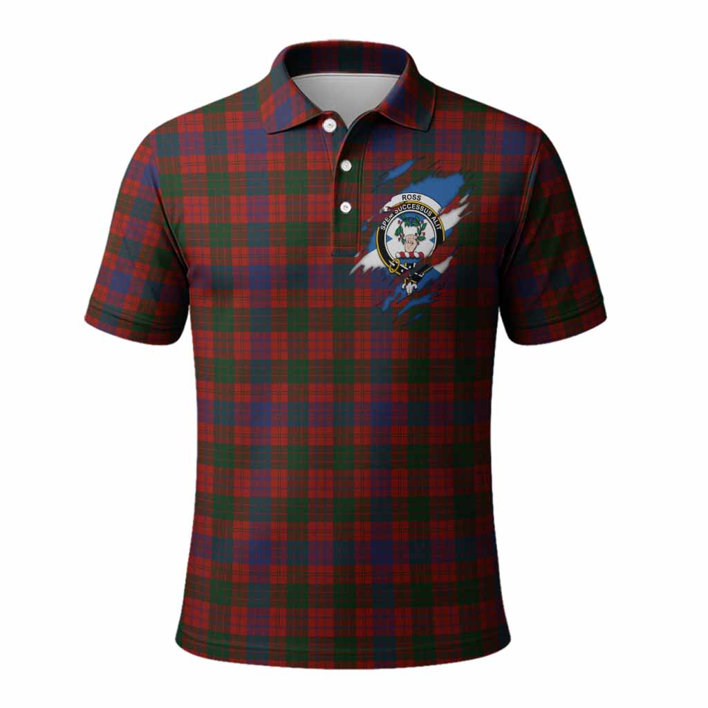 Ross Clan Crest In Me Tartan Polo Shirt Scotland Flag Style