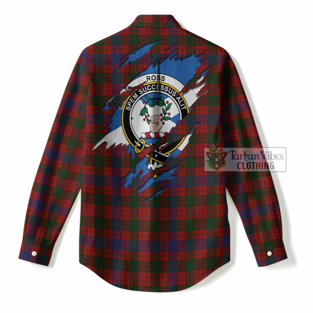 Ross Clan Crest In Me Tartan Women Casual Shirt Scotland Flag Style