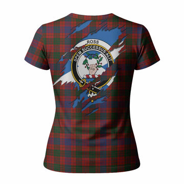 Ross Clan Crest In Me Tartan Women T shirt Scotland Flag Style