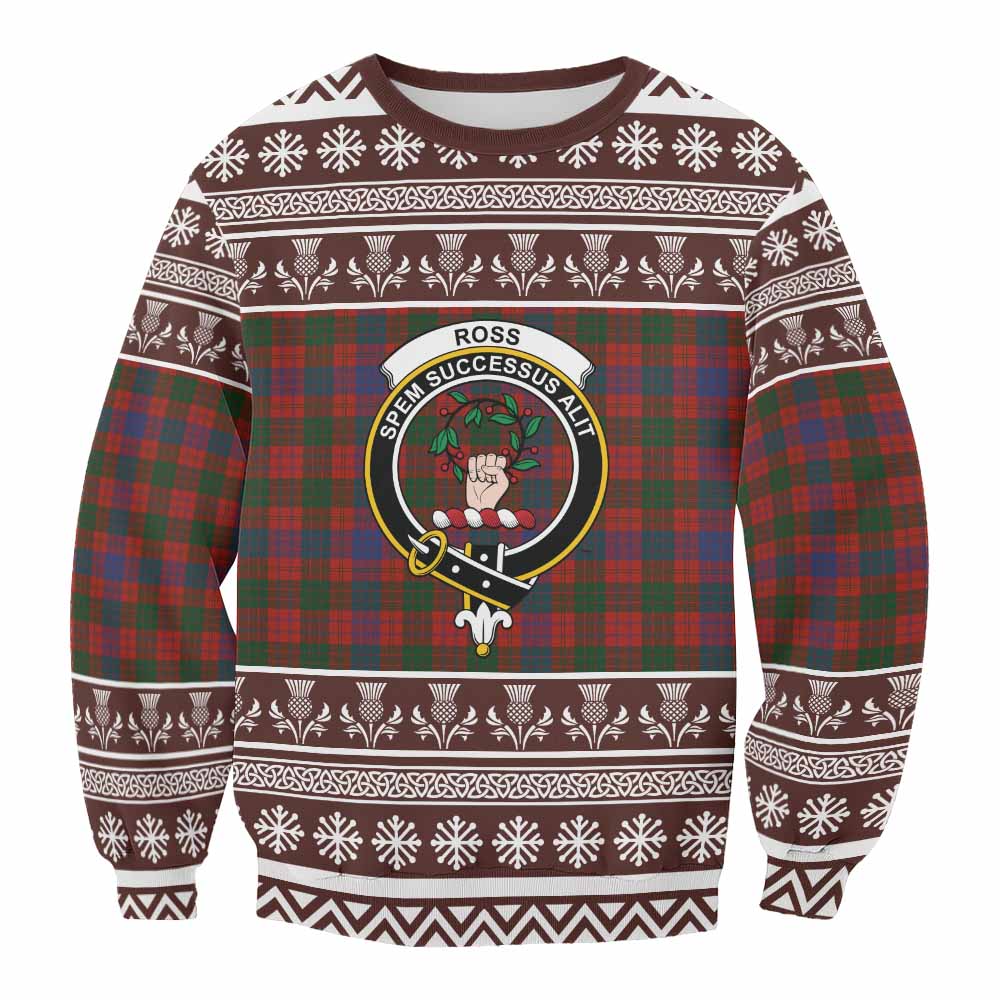 Ross Clan Tartan Christmas Sweatshirt with Family Crest - Tartan Vibes Clothing