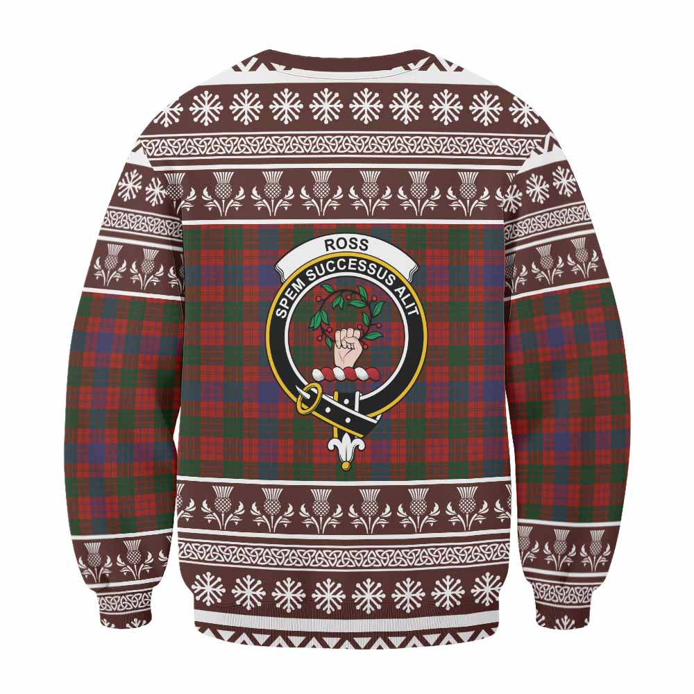 Ross Clan Tartan Christmas Sweatshirt with Family Crest - Tartan Vibes Clothing