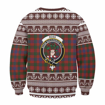 Ross Clan Tartan Christmas Sweatshirt with Family Crest