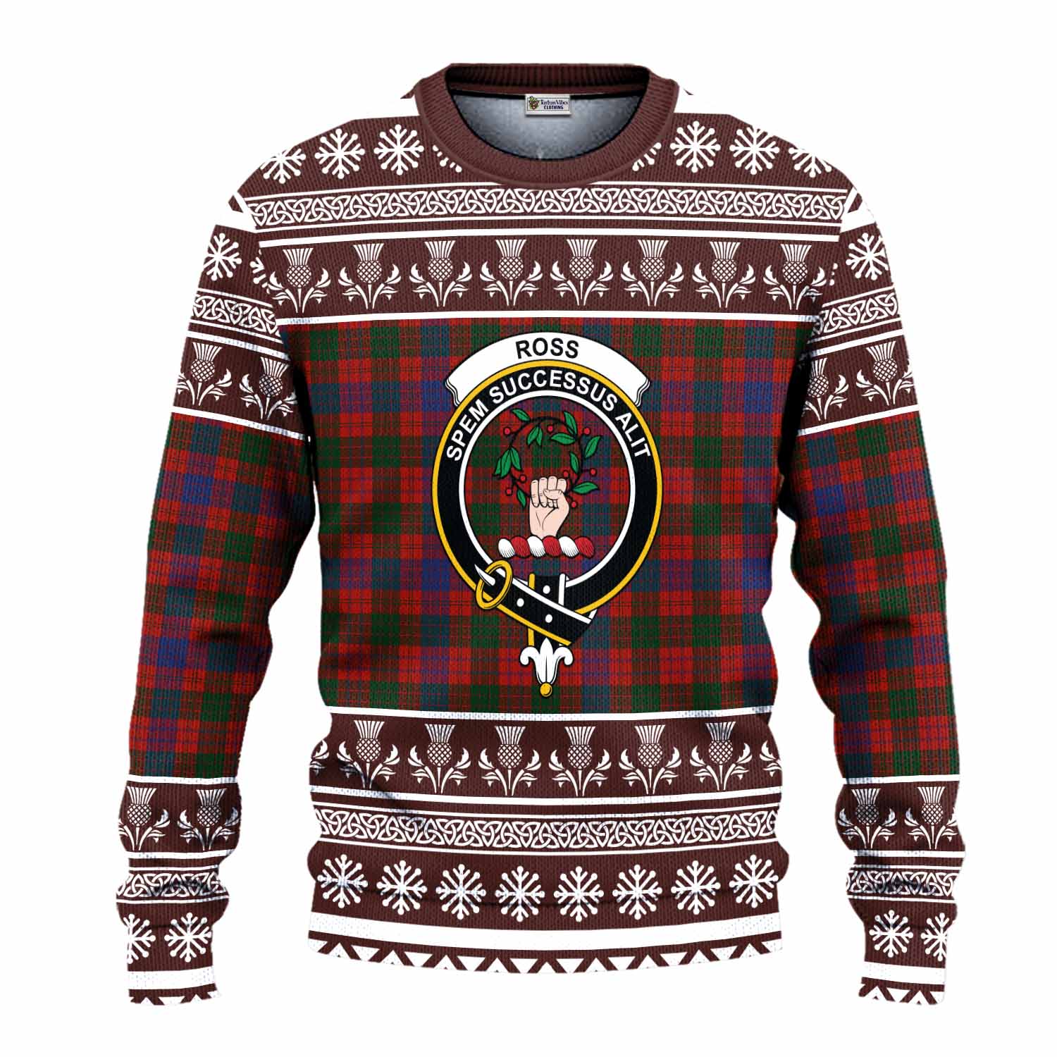 Ross Clan Tartan Christmas Ugly Sweater with Family Crest - Tartan Vibes Clothing