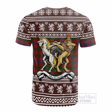 Ross Clan Tartan Crest Christmas Cotton T-shirt Coat of Arms Funny Style - Tartan Vibes Clothing