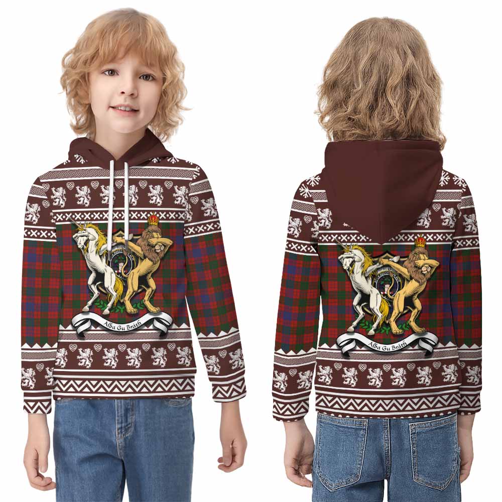 Ross Clan Tartan Crest Christmas Kid Hoodie Coat of Arms Funny Style - Tartan Vibes Clothing