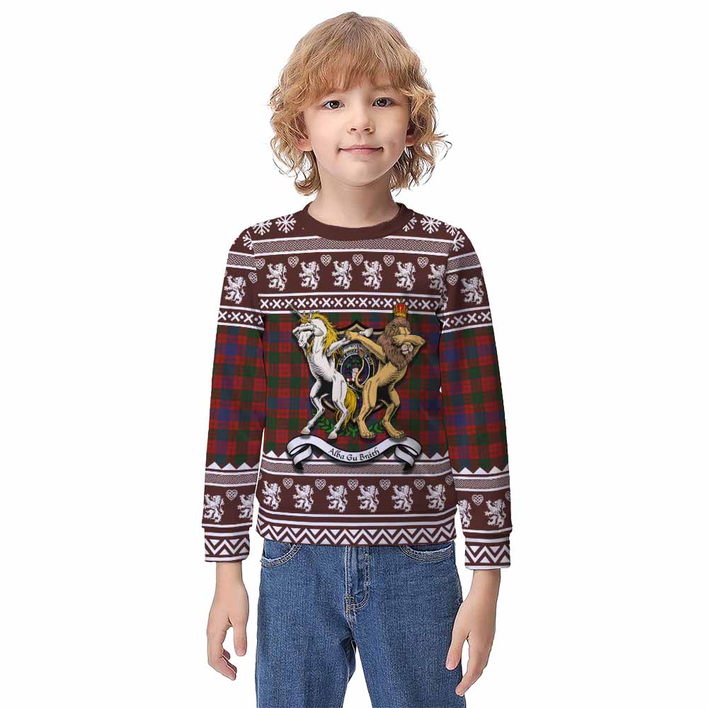 Ross Clan Tartan Crest Christmas Kid Ugly Sweatshirt Coat of Arms Funny Style - Tartan Vibes Clothing