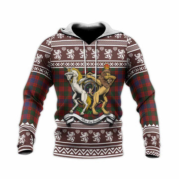 Ross Clan Tartan Crest Christmas Knitted Hoodie Coat of Arms Funny Style