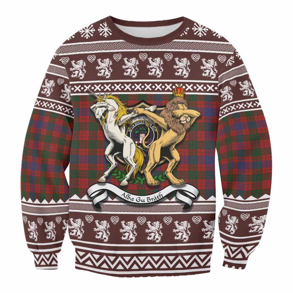 Ross Clan Tartan Crest Christmas Sweatshirt Coat of Arms Funny Style - Tartan Vibes Clothing