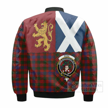 Ross Crest Tartan Bomber Jacket with Lion Rampant Saltire Style