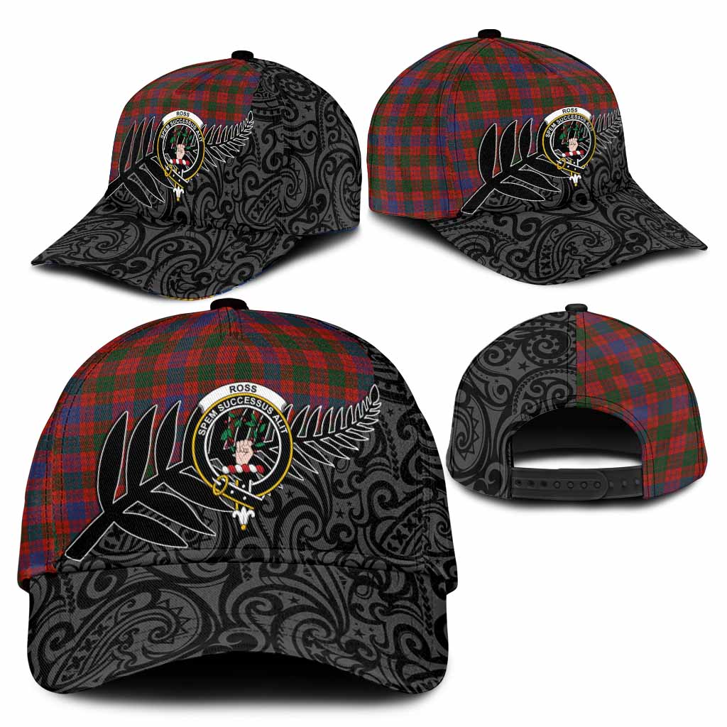 Ross Crest Tartan Classic Cap with New Zealand Silver Fern Half Style