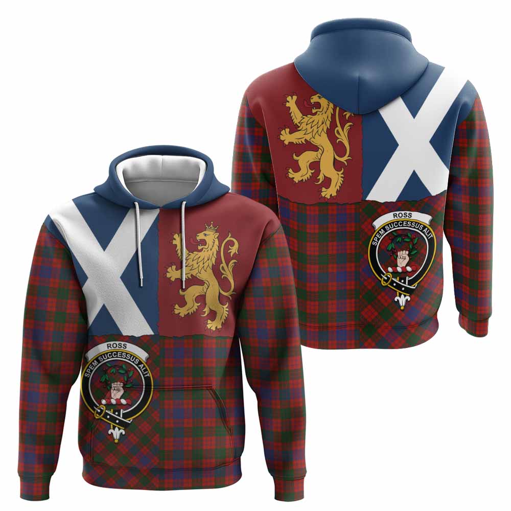 Ross Crest Tartan Hoodie with Lion Rampant Saltire Style