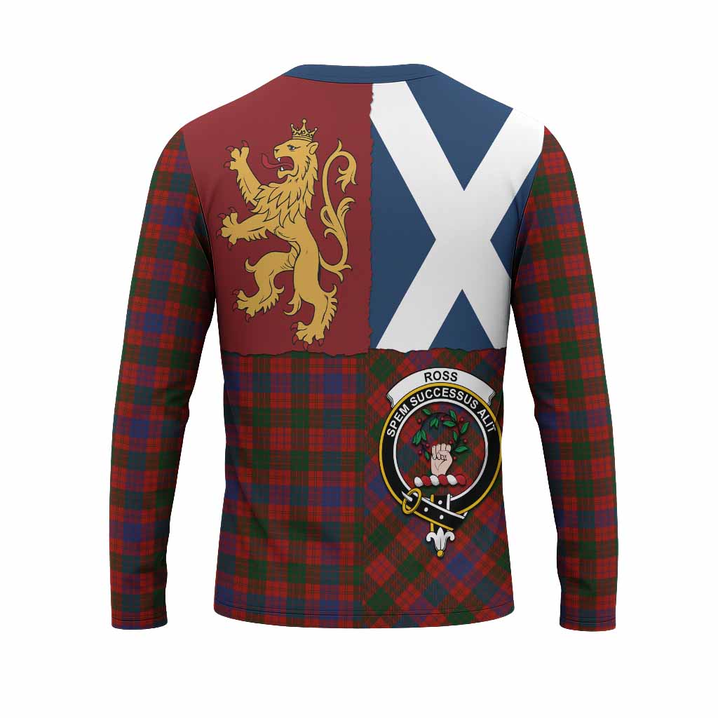 Ross Crest Tartan Long Sleeve T-Shirt with Lion Rampant Saltire Style