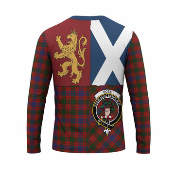 Ross Crest Tartan Long Sleeve T-Shirt with Lion Rampant Saltire Style