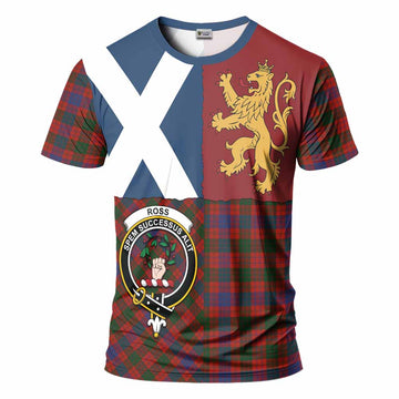Ross Crest Tartan T-Shirt with Lion Rampant Saltire Style
