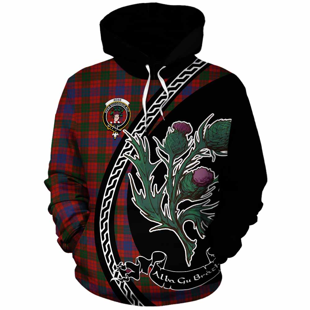 Ross Family Crest Tartan Cotton Hoodie Alba Thistle Inspired - Tartan Vibes Clothing
