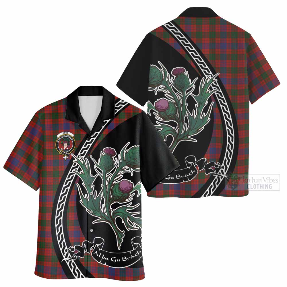 Ross Family Crest Tartan Hawaiian Shirt Alba Thistle Inspired - Tartan Vibes Clothing