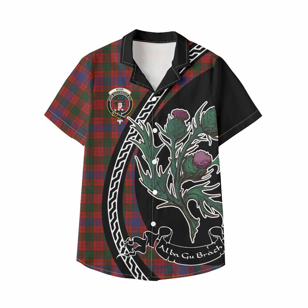 Ross Family Crest Tartan Kid Hawaiian Shirt Alba Thistle Inspired - Tartan Vibes Clothing