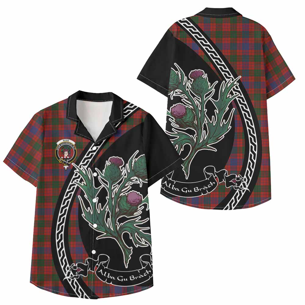 Ross Family Crest Tartan Kid Hawaiian Shirt Alba Thistle Inspired - Tartan Vibes Clothing