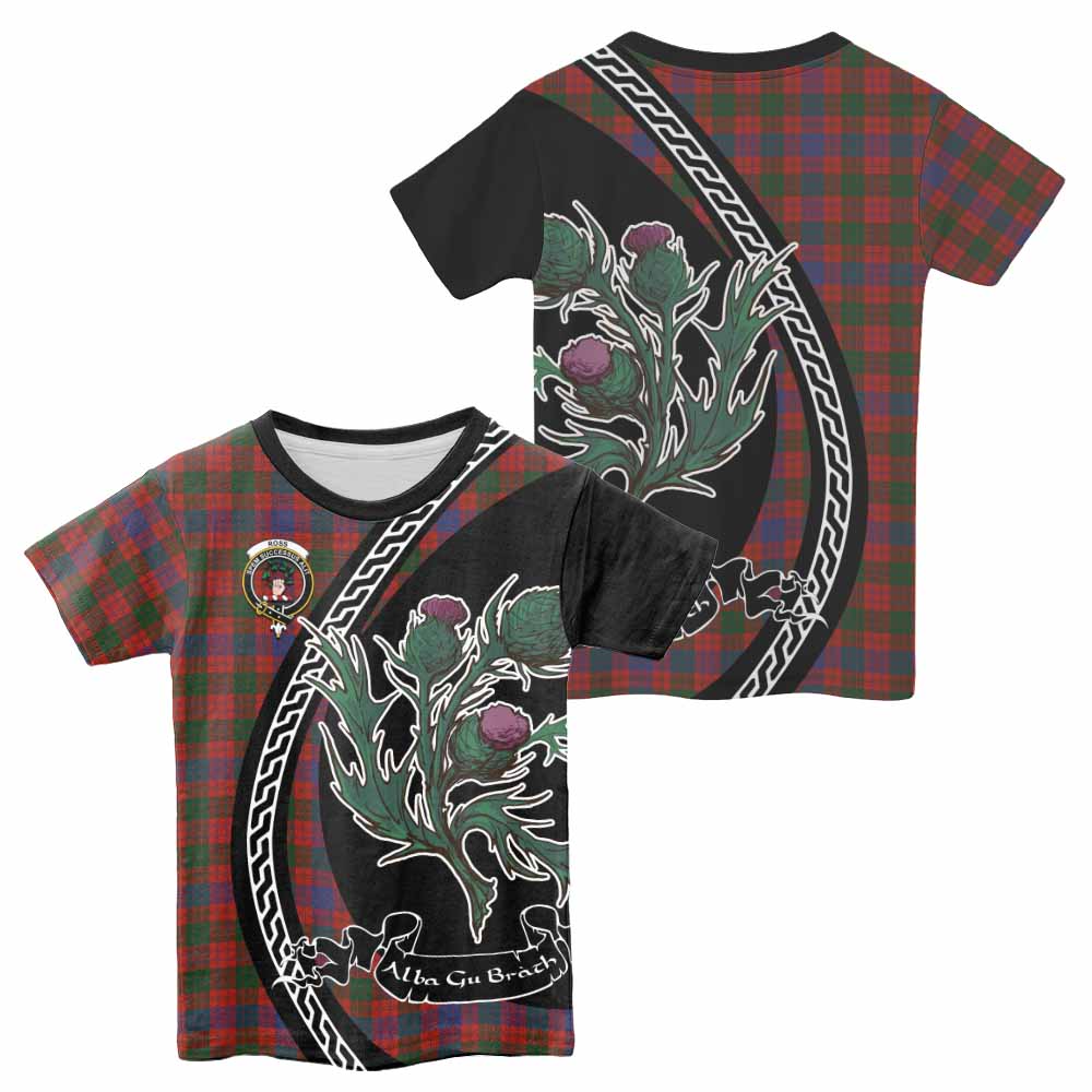 Ross Family Crest Tartan Kid T-shirt Alba Thistle Inspired - Tartan Vibes Clothing