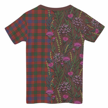 Ross Family Crest Tartan Kid T-shirt Scottish Thistle Flower Pattern Half Style - Tartan Vibes Clothing