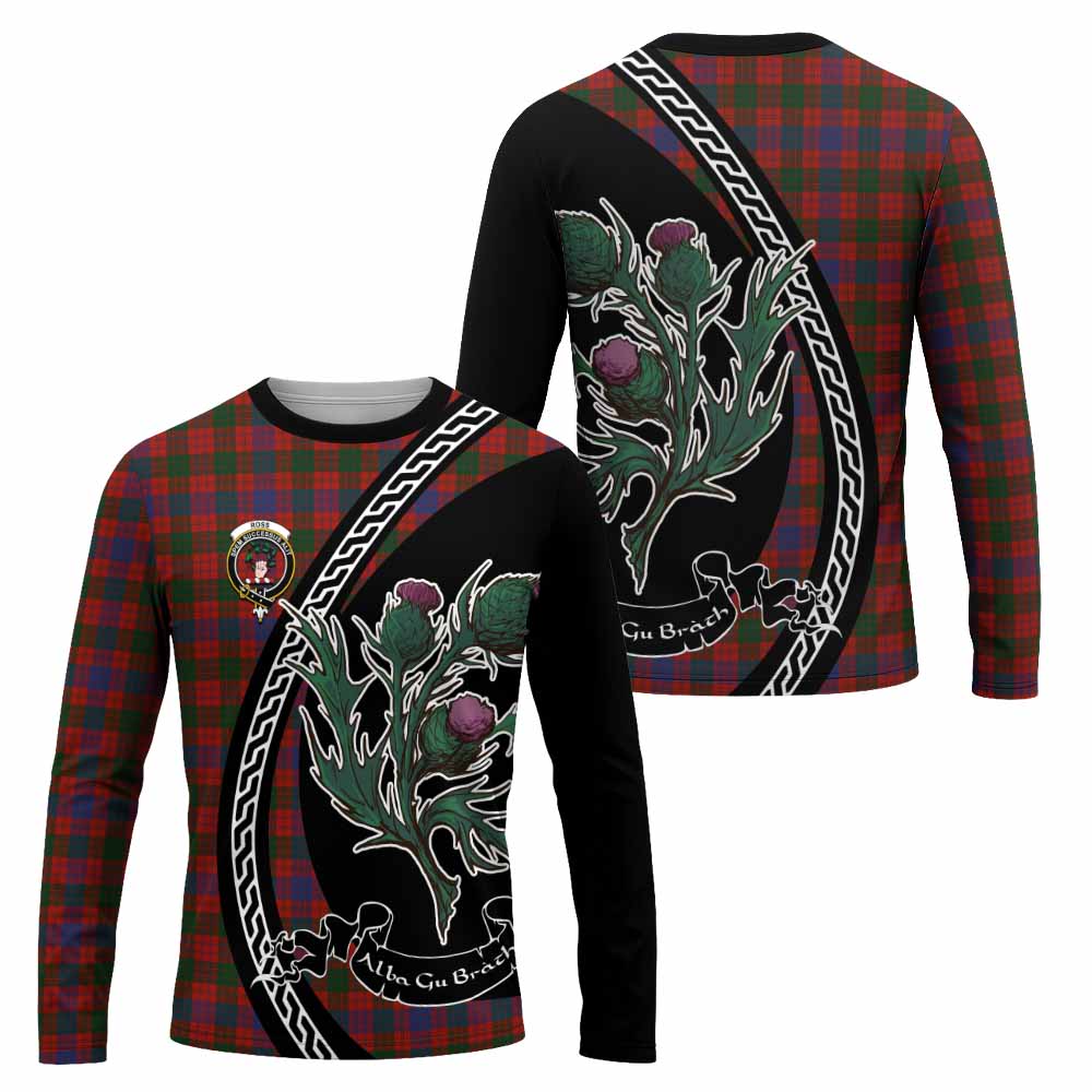 Ross Family Crest Tartan Long Sleeve T-Shirt Alba Thistle Inspired - Tartan Vibes Clothing