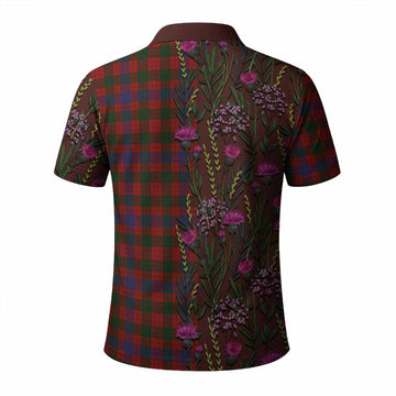 Ross Family Crest Tartan Polo Shirt Scottish Thistle Flower Pattern Half Style