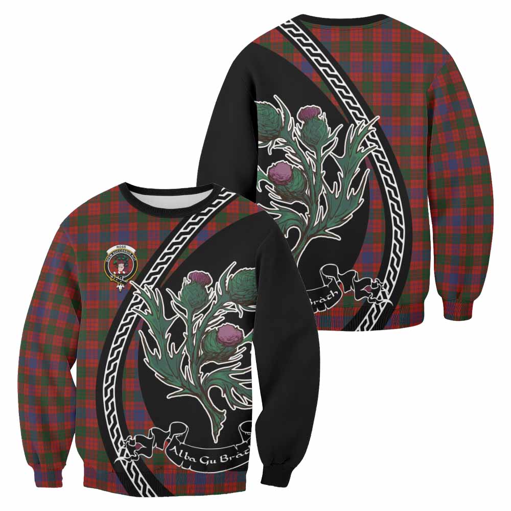 Ross Family Crest Tartan Sweatshirt Alba Thistle Inspired - Tartan Vibes Clothing