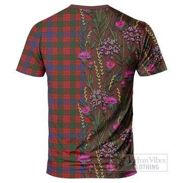 Ross Family Crest Tartan T-Shirt Scottish Thistle Flower Pattern Half Style - Tartan Vibes Clothing