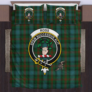 Ross Hunting Tartan Bedding Set with Family Crest