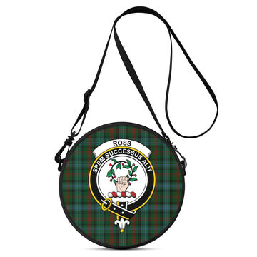 Ross Hunting Tartan Round Satchel Bags with Family Crest