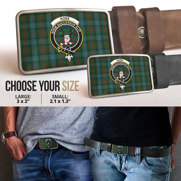 Ross Hunting Tartan Belt Buckles with Family Crest