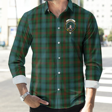 Ross Hunting Tartan Long Sleeve Button Up Shirt with Family Crest