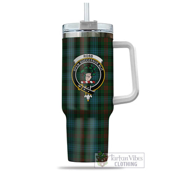 Ross Hunting Tartan and Family Crest Tumbler with Handle