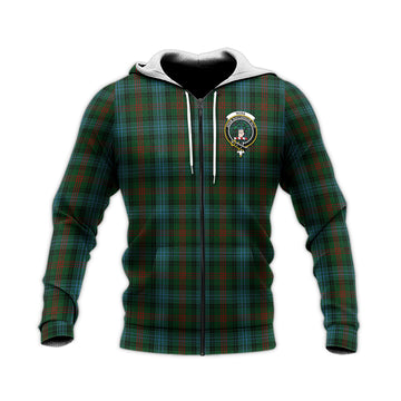 Ross Hunting Tartan Knitted Hoodie with Family Crest