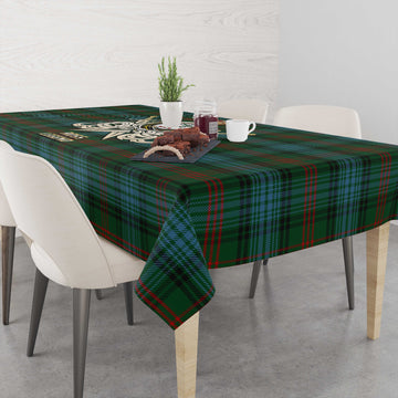 Ross Hunting Tartan Tablecloth with Clan Crest and the Golden Sword of Courageous Legacy