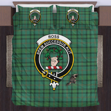 Ross Hunting Ancient Tartan Bedding Set with Family Crest