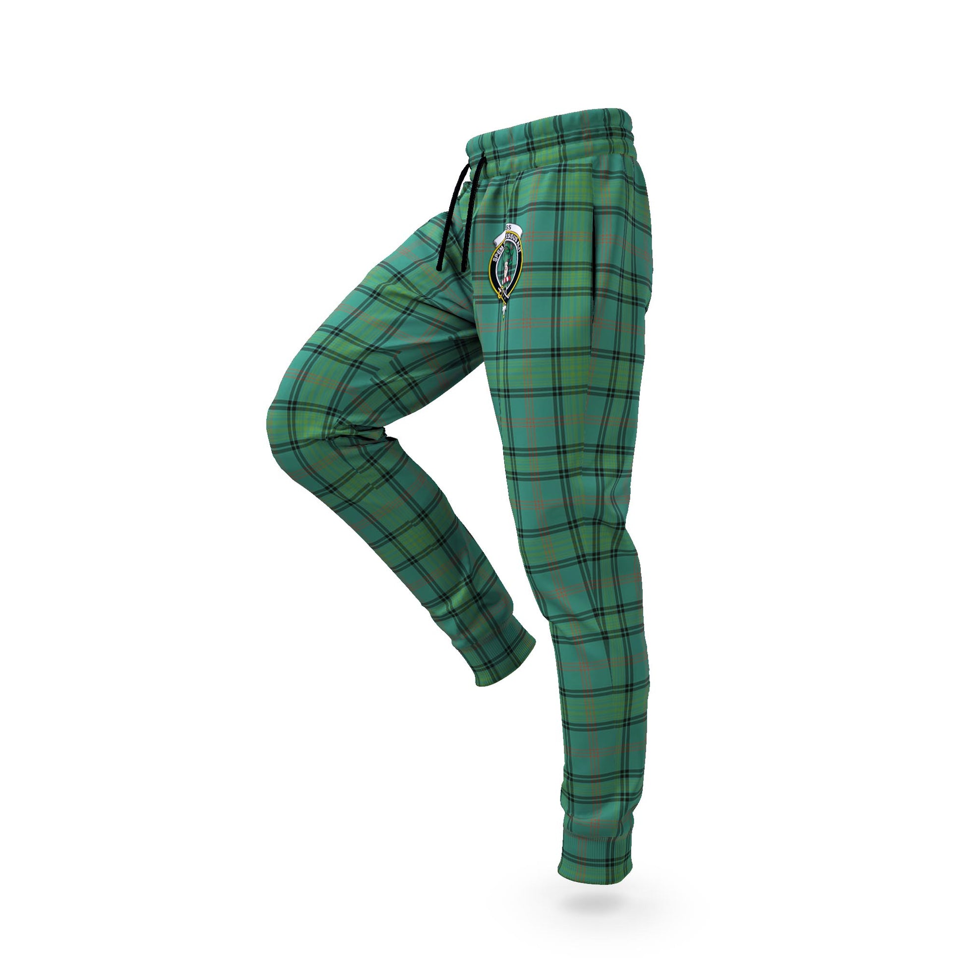 Ross Hunting Ancient Tartan Joggers Pants with Family Crest S - Tartanvibesclothing Shop